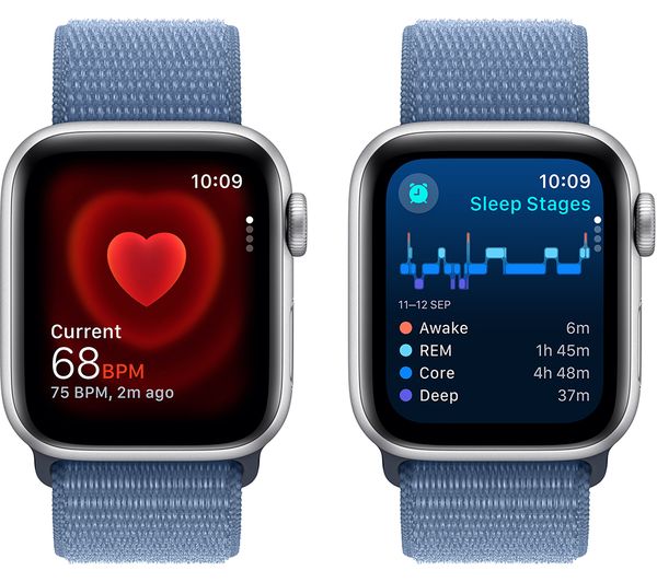 APPLE Watch SE Cellular (2023) - 40 mm Silver Aluminium Case with Winter Blue Sport Loop