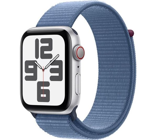 APPLE Watch SE Cellular (2023) - 44 mm Silver Aluminium Case with Winter Blue Sport Loop
