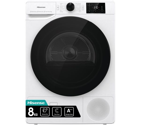 HISENSE Series 3+ DHGE8043 8 kg Heat Pump Tumble Dryer - White