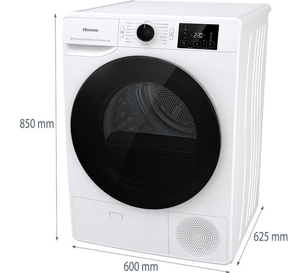 HISENSE Series 3+ DHGE8043 8 kg Heat Pump Tumble Dryer - White