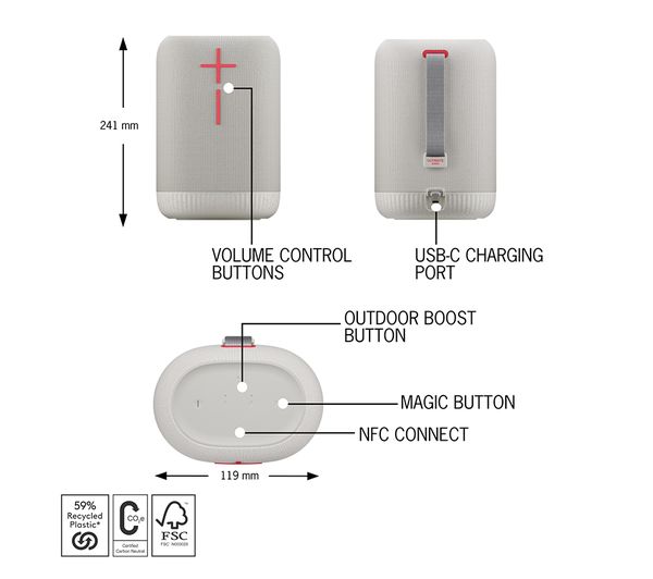 ULTIMATE EARS Epicboom Portable Bluetooth Speaker - White