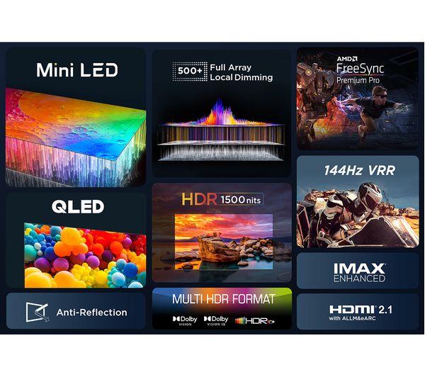TCL 98C805K 98" Smart 4K Ultra HD HDR Mini LED QLED TV with Google Assistant