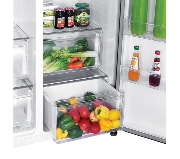 HOOVER HHSBSO-6174XK-1 American-Style Fridge Freezer - Stainless Steel