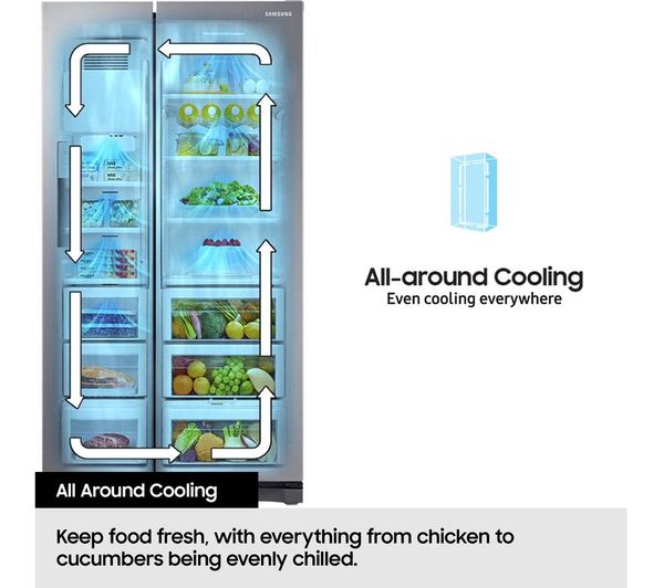 SAMSUNG SpaceMax RS64DG53R3B1EU American-Style Smart Fridge Freezer - Black