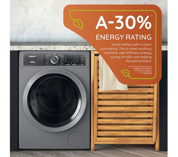HOTPOINT Gentlepower H8 99ADS GPOWER UK 9 kg 1400 Spin Washing Machine - Silver