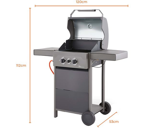 TOWER Stealth 2000 T978500 Portable 2 Burner Grill Gas BBQ - Black