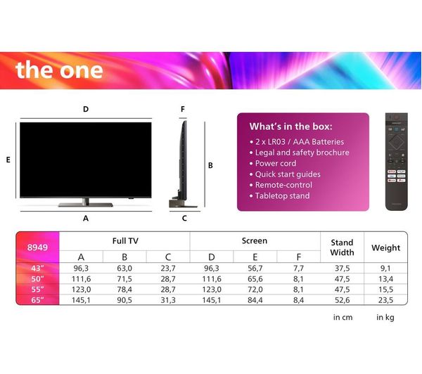 PHILIPS The One Ambilight 43PUS8949 12 43 Smart 4K Ultra HD HDR LED TV