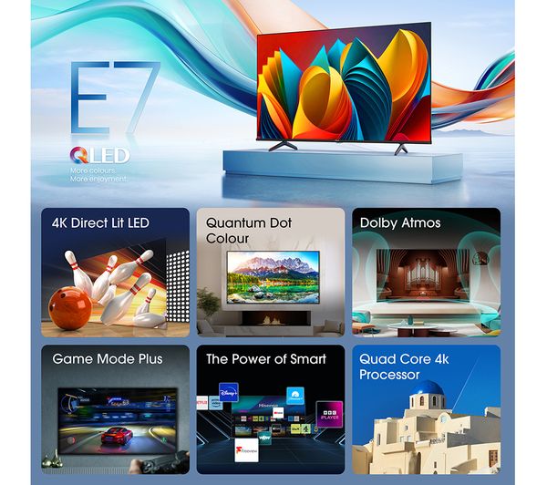 HISENSE 65E7NQTUK 65 Smart 4K Ultra HD HDR QLED TV with Amazon Alexa