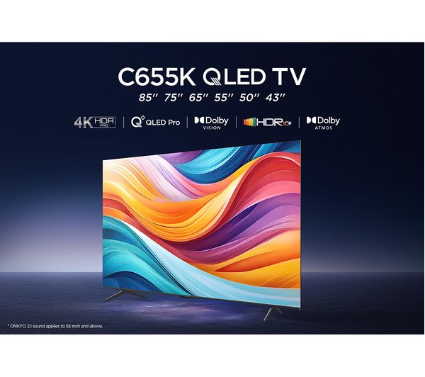 TCL 65C655K 65 Smart 4K Ultra HD HDR QLED TV with Google Assistant & Amazon Alexa