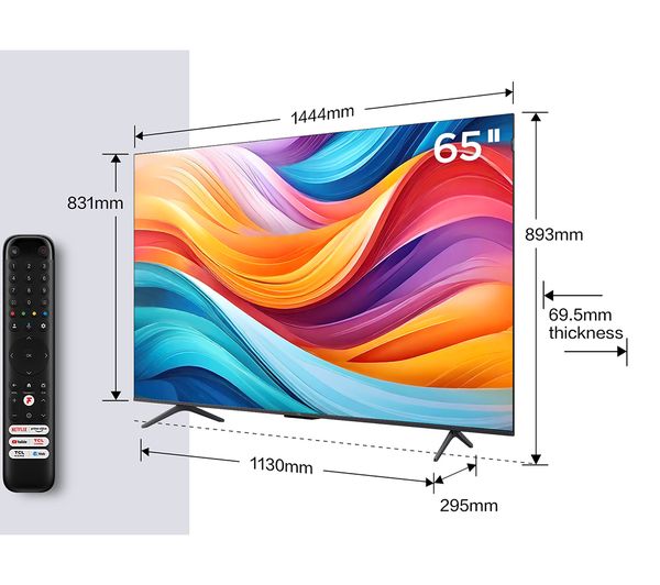 TCL 65C655K 65 Smart 4K Ultra HD HDR QLED TV with Google Assistant & Amazon Alexa